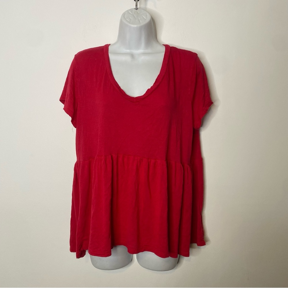 🎈4 for $40🎈Kristin Nicole Oversized Red Short Sleeve Babydoll Top - Size Large